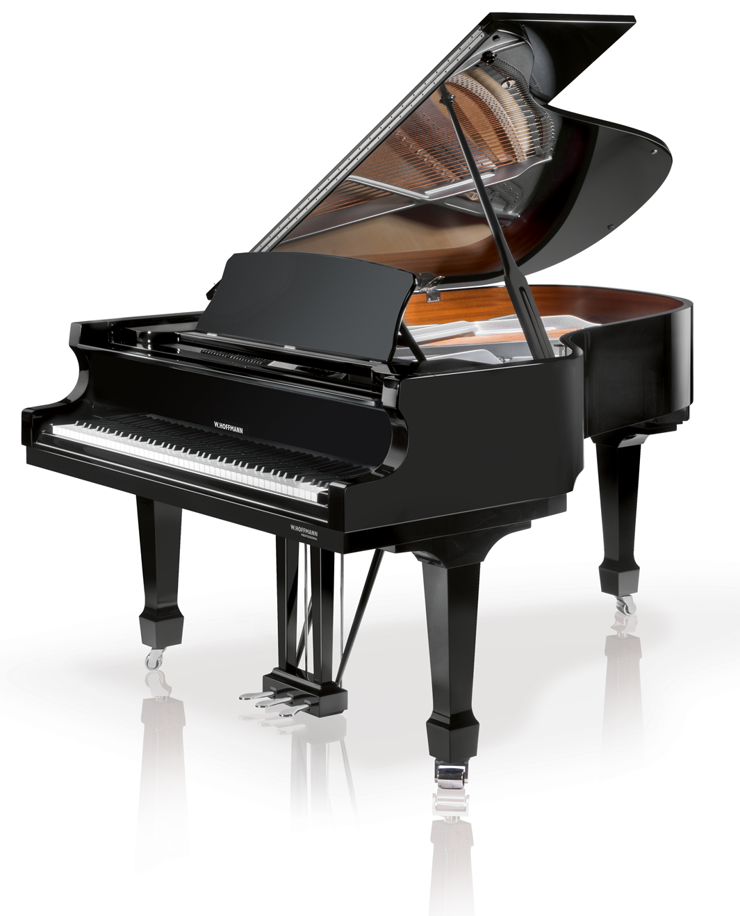 Schwarzer offener Flügel W. Hoffmann Professional P 206 auf weißem Gund